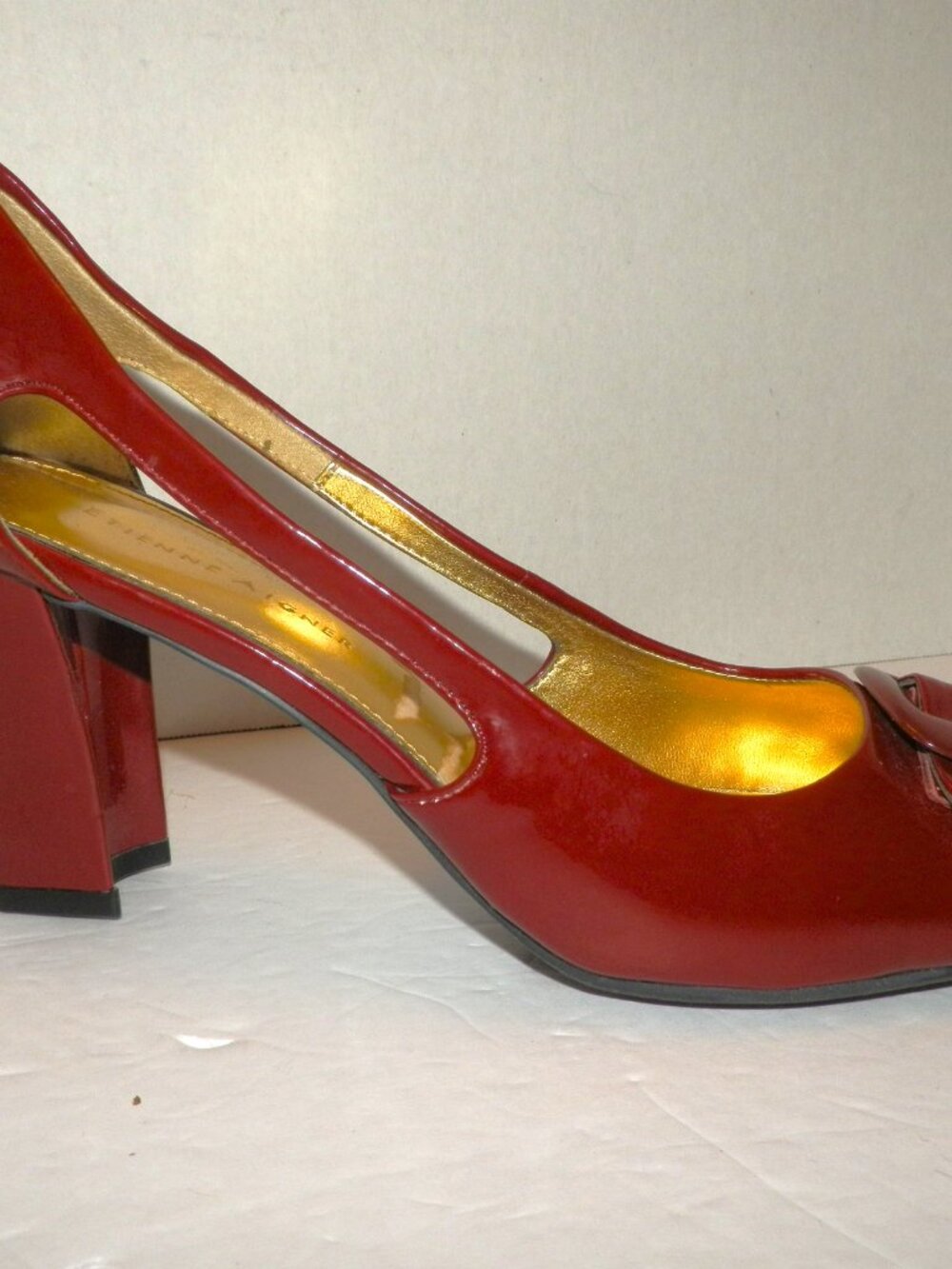 Etienne Aigner Cherry Red Chunky Heels